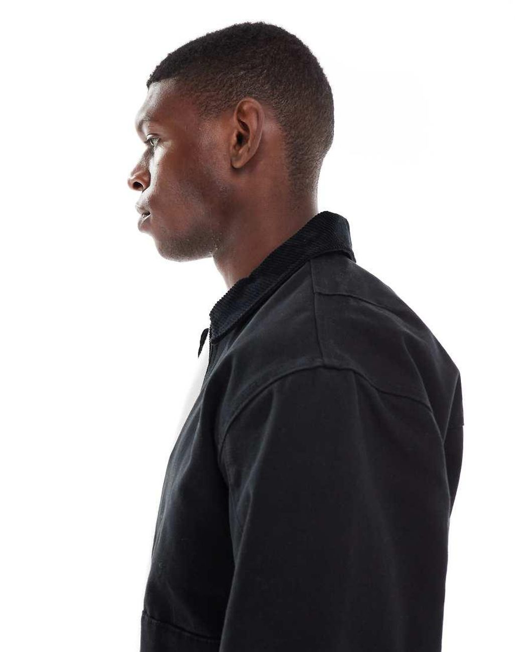 Only & Sons Blue Oversized Heavyweight Barn Jacket Cord Collar for men