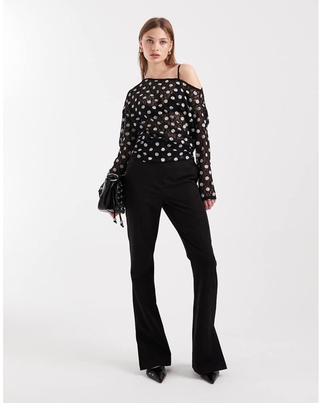 Collusion Black Off Shoulder Drapey Top