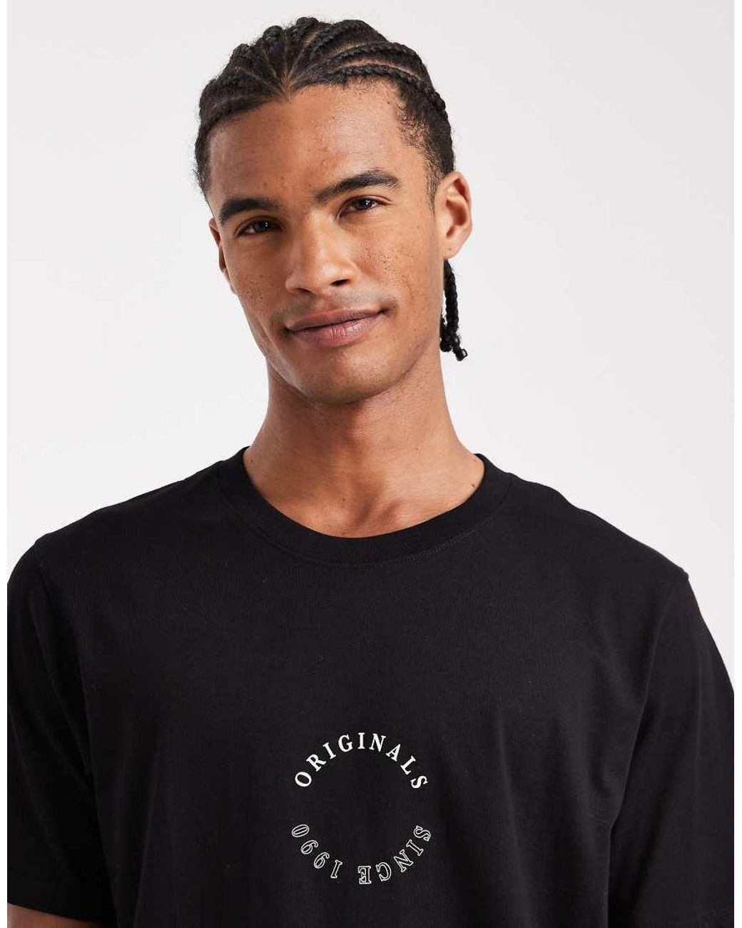 Jack & Jones Black Relaxed T-shirt With Originals Print for men