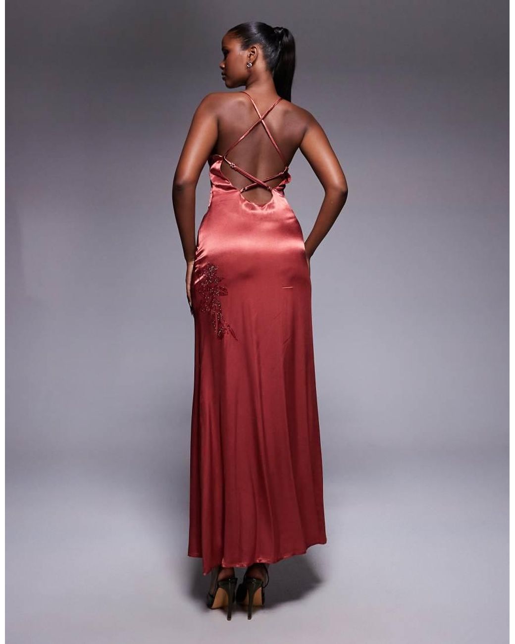 catch you up beaded maxi dress red Princess Polly Satin Cami Flower Detail in Women's Size:Euro 39.5 = US 9