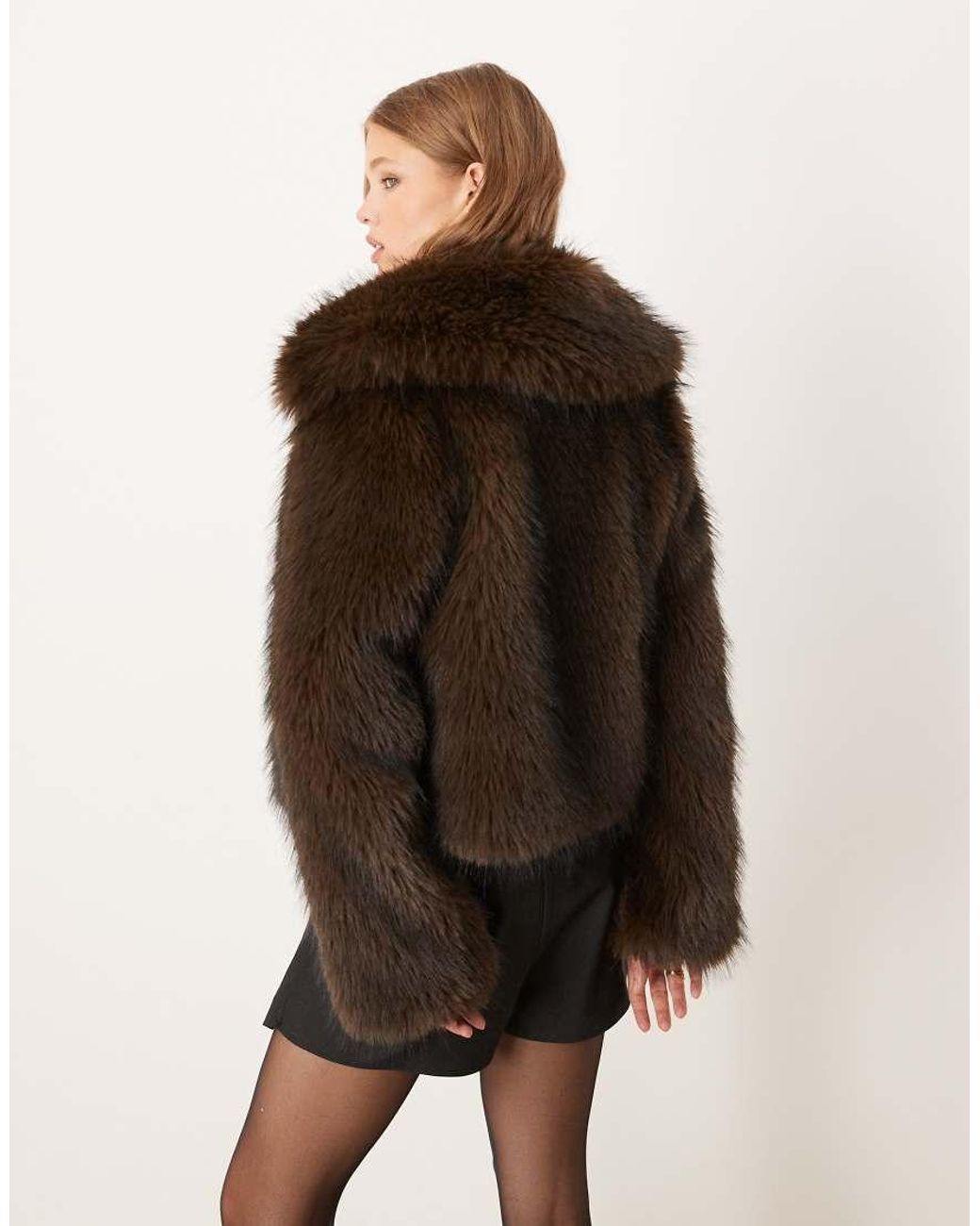 Threadbare Black Short Fur Jacket With Collar