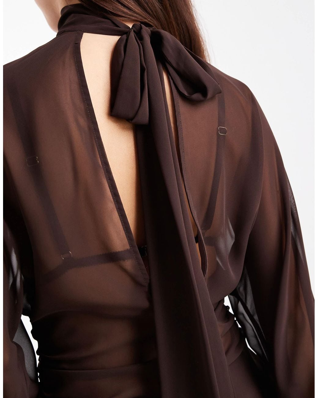 ASOS Brown Batwing High Neck Blouse