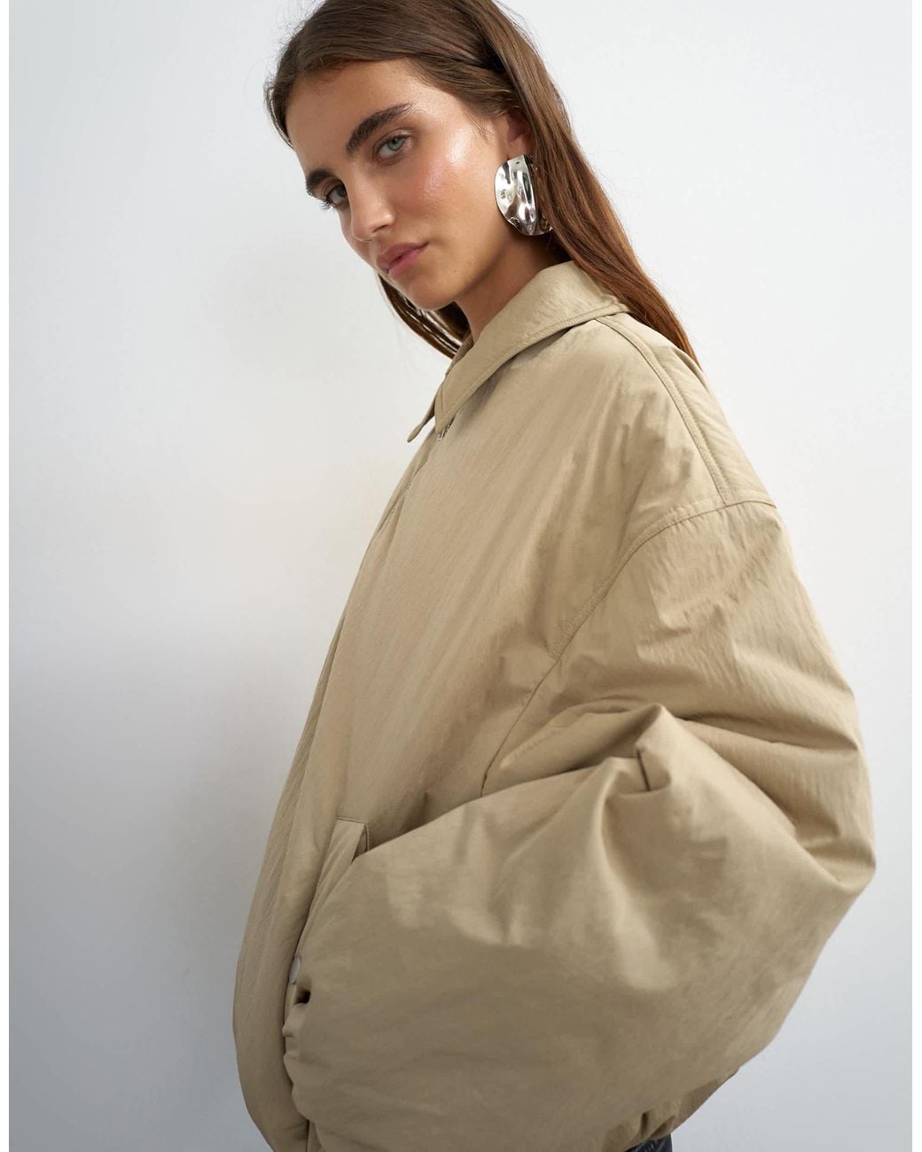 TOPSHOP White Nylon Bomber Jacket