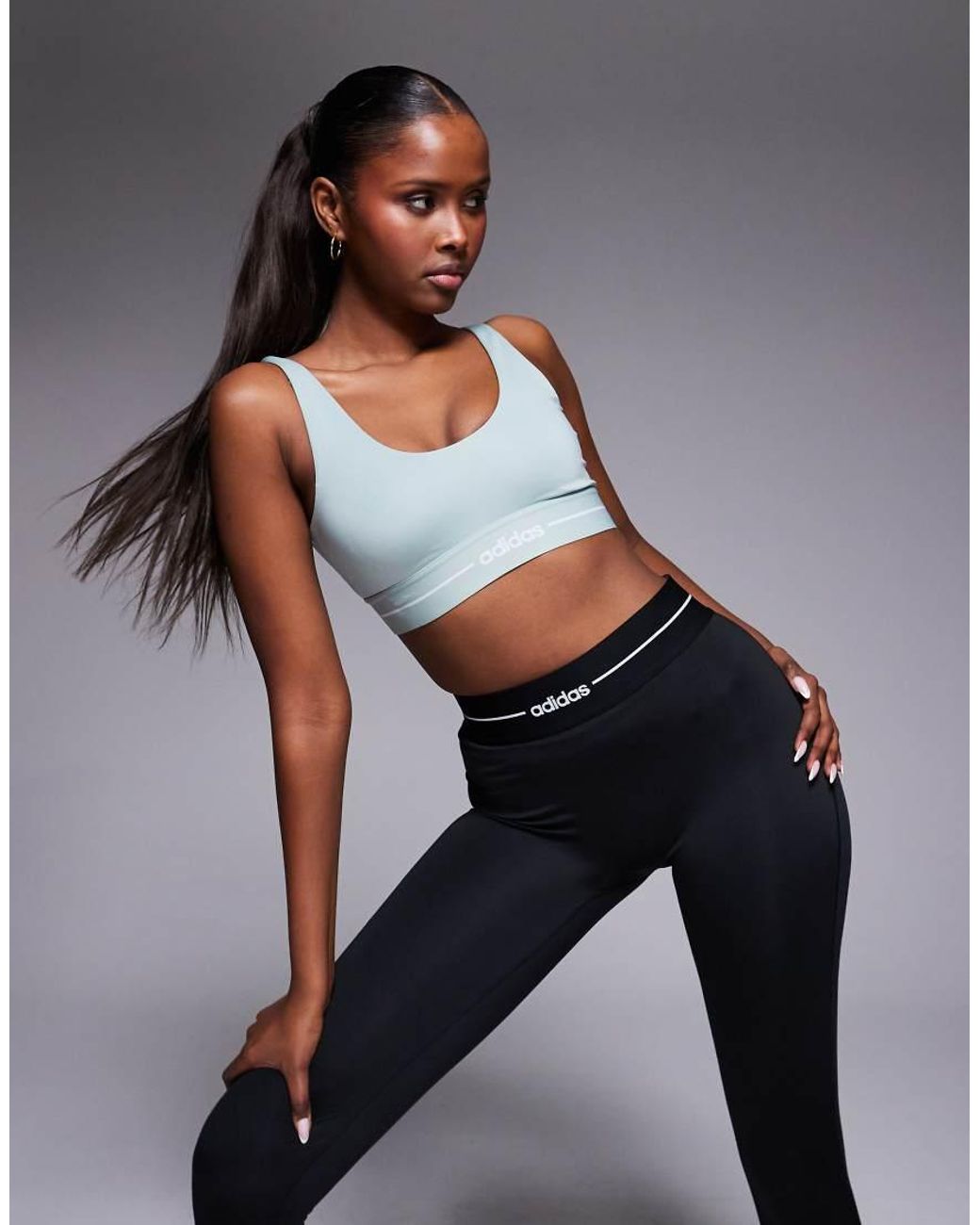 Adidas Originals Black Adidas Training Hyperglam Light Support Sports Bra
