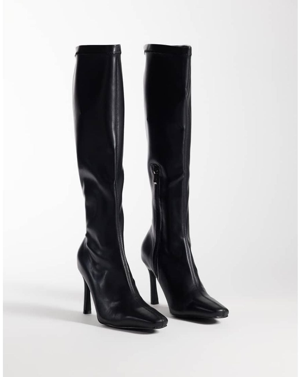 SIMMI Black Simmi London Casey Heeled Sock Knee Boots