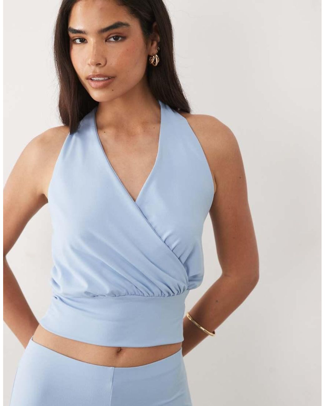 ASOS Blue Double Lined Halterneck Top Co-ord