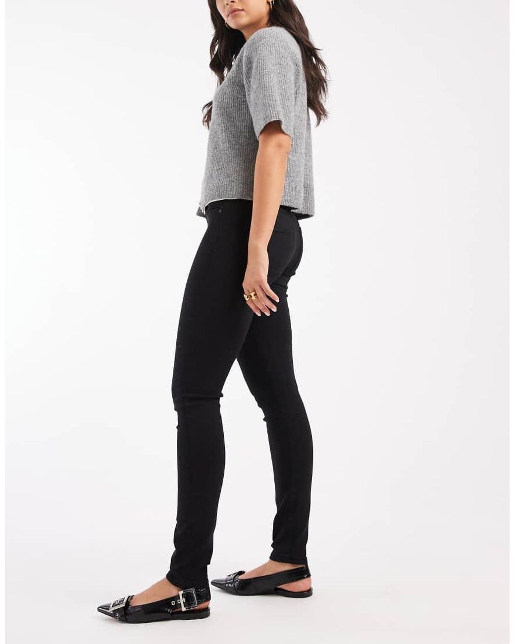 Vaqueros Negros De Corte Pitillo Y Talle Alto Royal De ONLY de color Black
