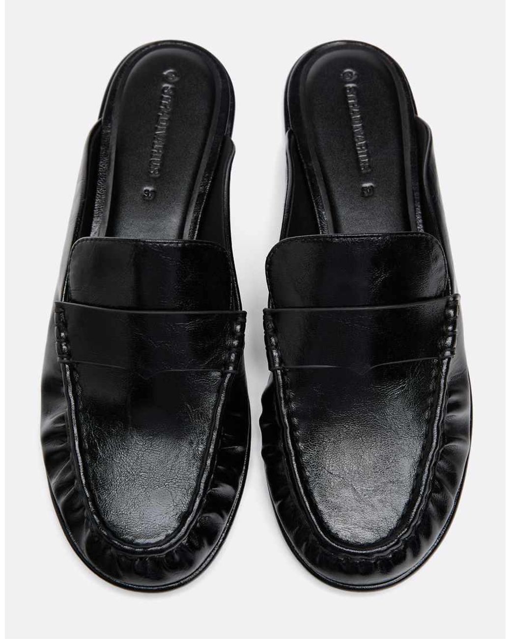 Stradivarius White Leather-Effect Mule Loafers