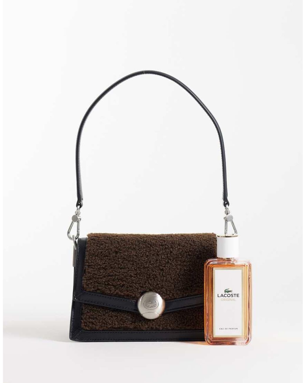 Lacoste White Fleece Crossbody Tennis Clasp Bag With Contrast Detail