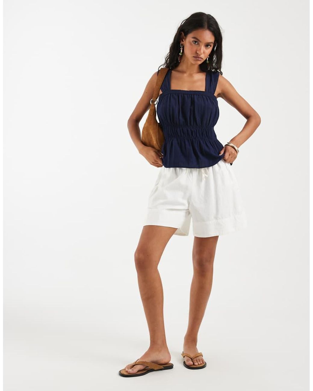 Gap Blue Drawstring Linen Shorts