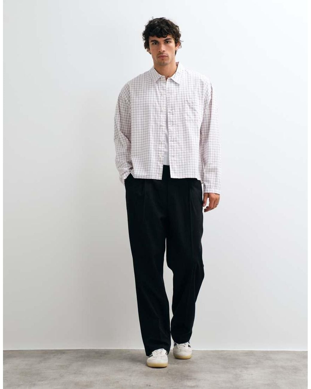 Jack & Jones White Gridcheck Long Sleeve Shirt for men