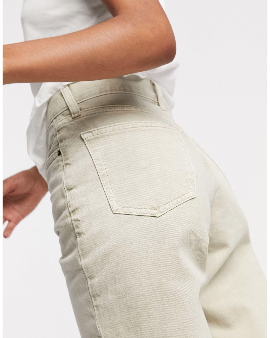 TOPSHOP Putty Dad Straight Leg Jeans in Natural | Lyst