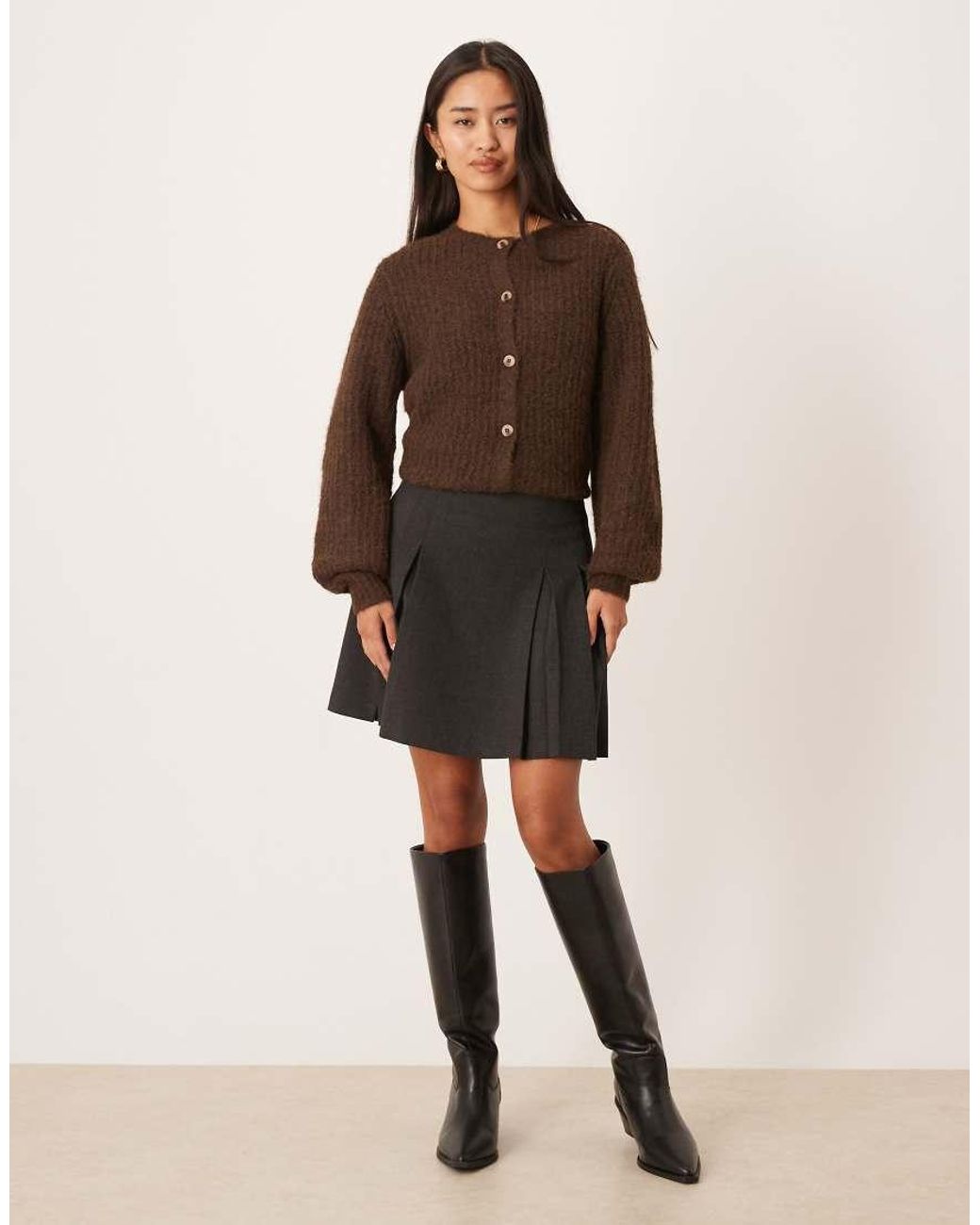 Vila Brown Fluffy Texture Knitted Cardigan