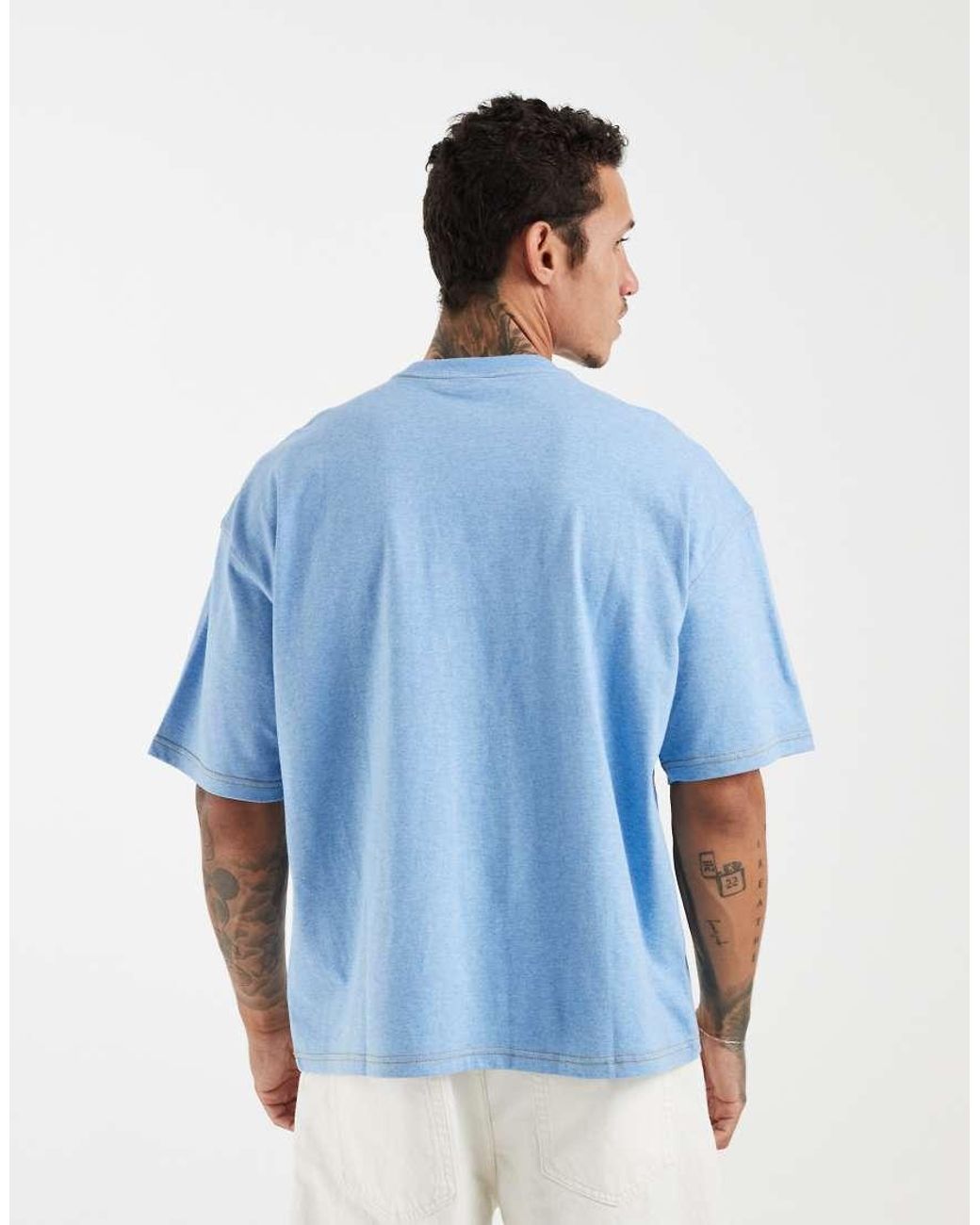 Adidas Originals Blue Trefoil Essentials Melange Loose Cropped Tee for men