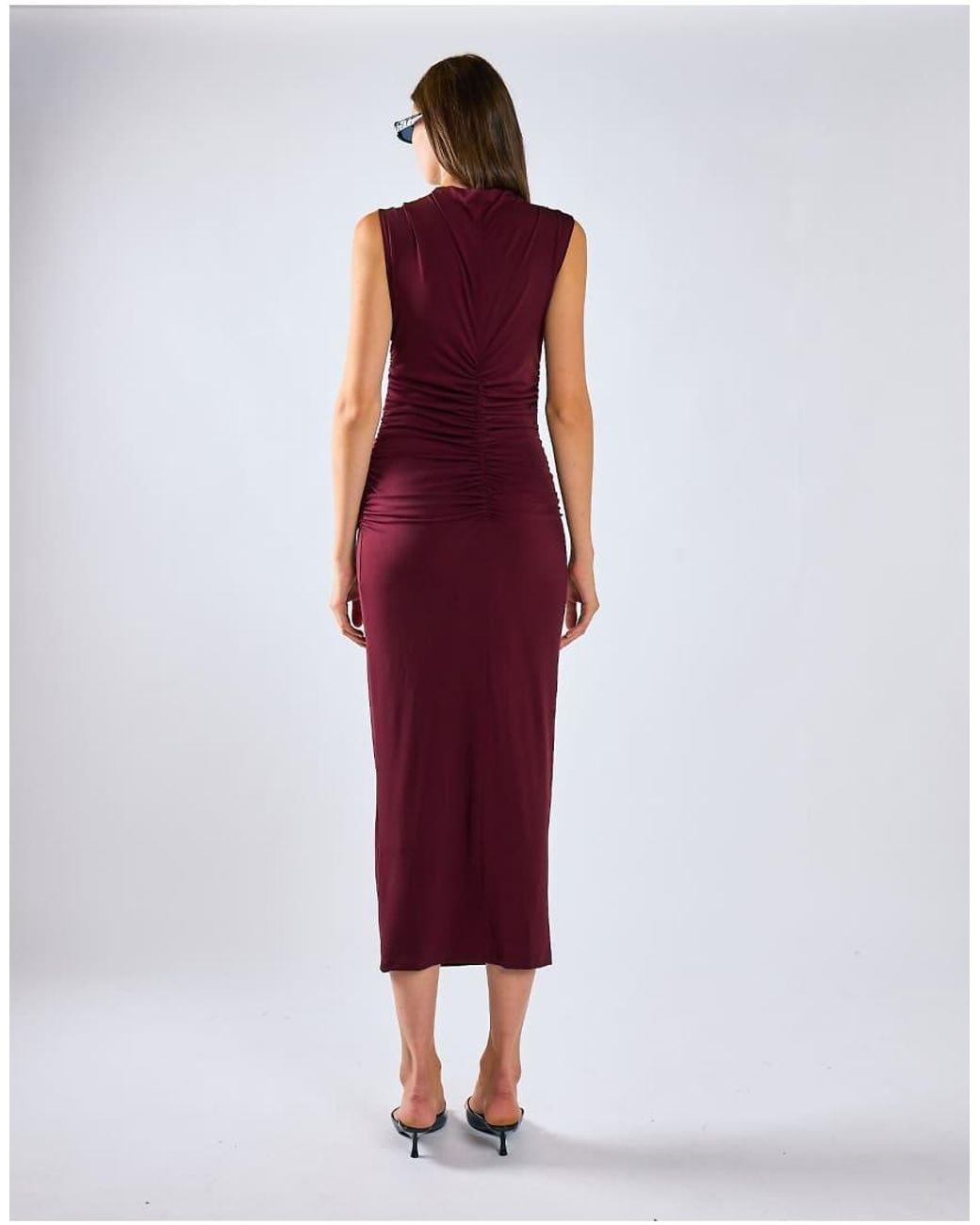 Glamorous Red Ruched Sleeveless Maxi Dress