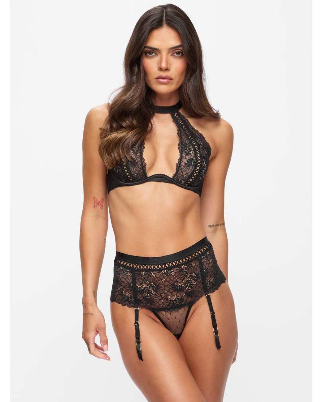 Ann Summers Black Entice Me Crotchless Set
