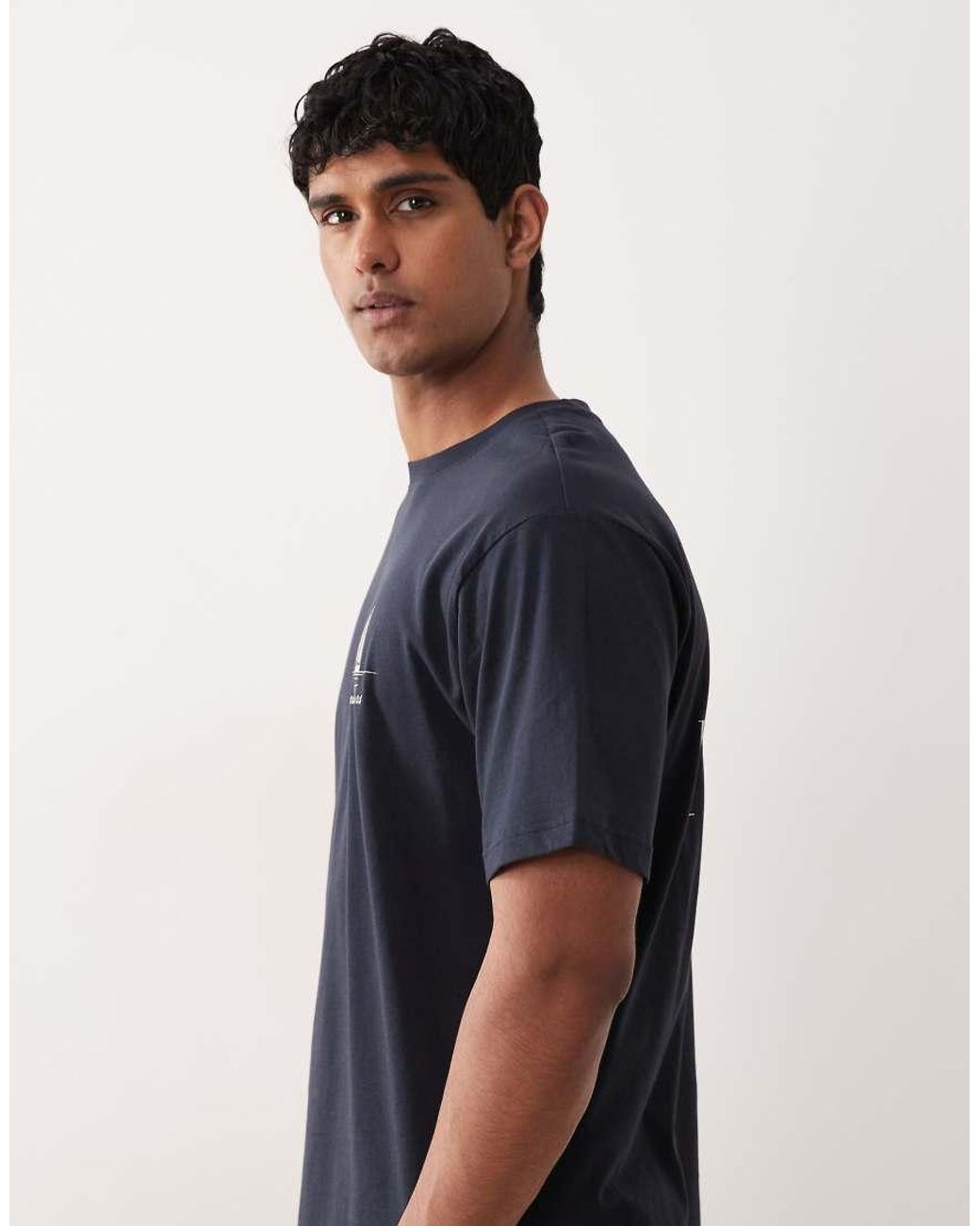 Only & Sons Black Oversized T-shirt With Portofino Back Print for men