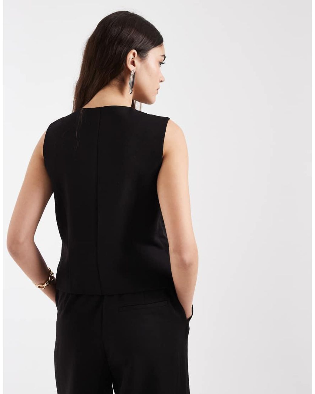 Pieces Black Tailored Waistcoat