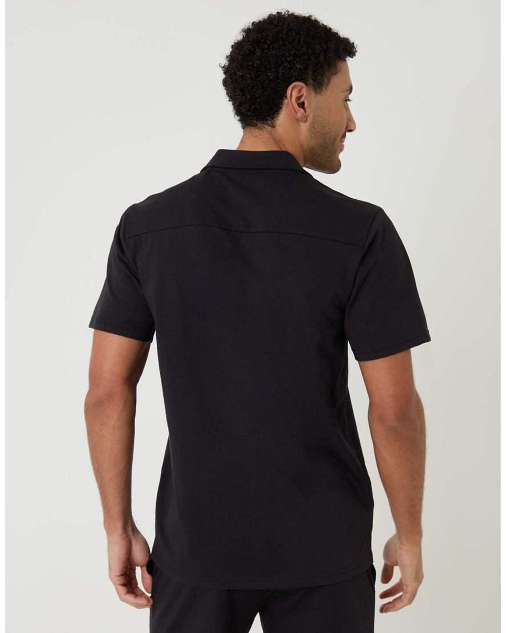 Threadbare Black Cotton Shirt & Shorts Lounge Set for men