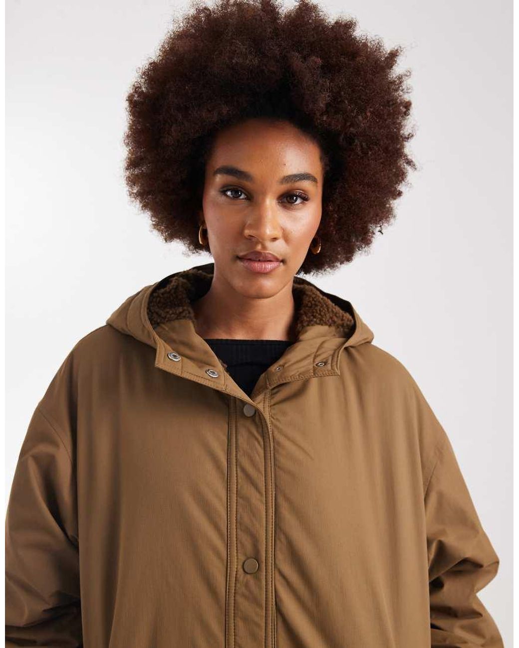 ASOS Brown Asos Design Tall Oversized Fleece Lined Rain Coat
