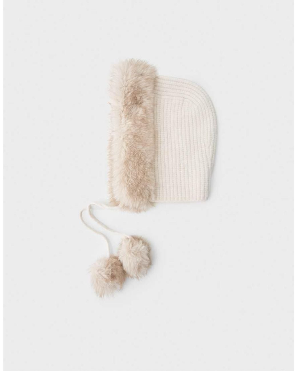 Stradivarius White Faux Fur Balaclava
