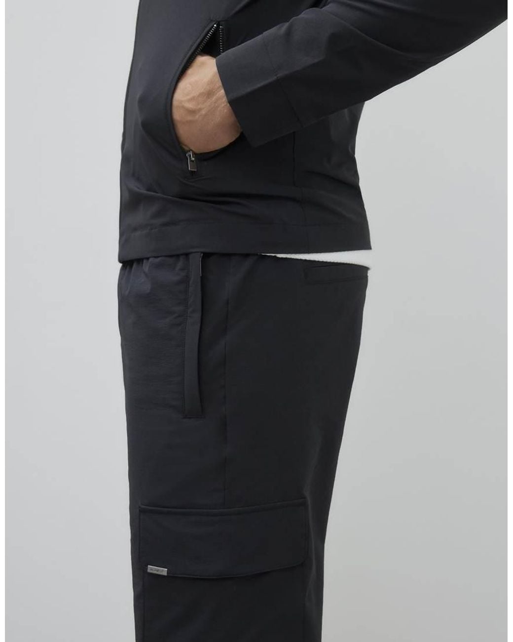 River Island Black Skinny Fit Stretch Cargo Trousers for men