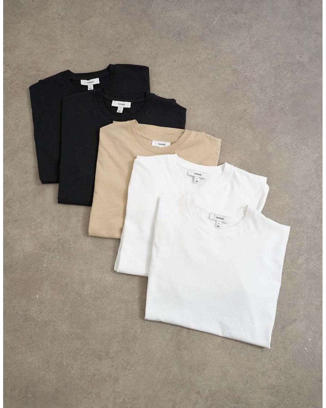 Topman White 5 Pack Classic Fit T-shirt for men