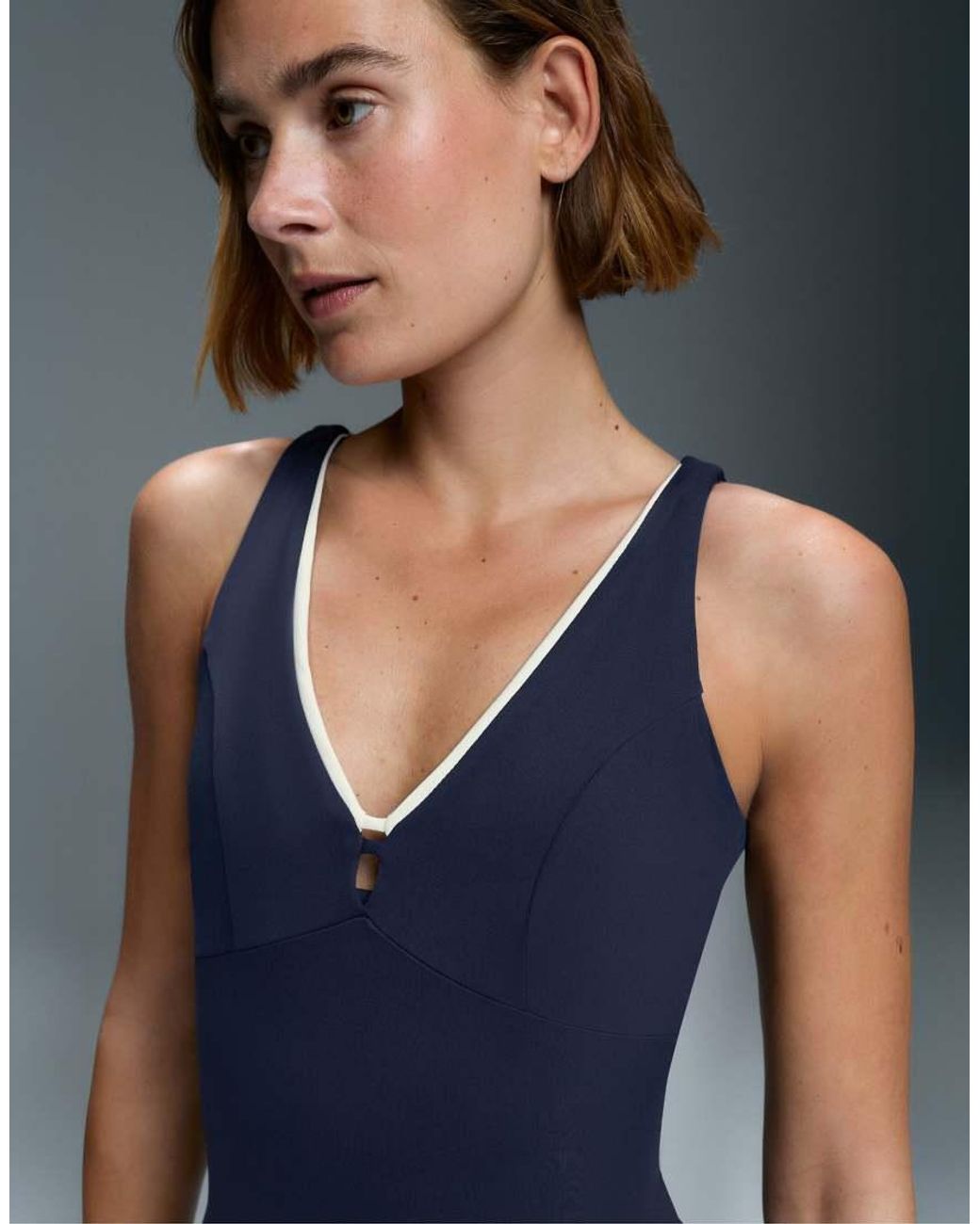 Oysho Blue Comfortlux Strappy V-neck Short Jumpsuit