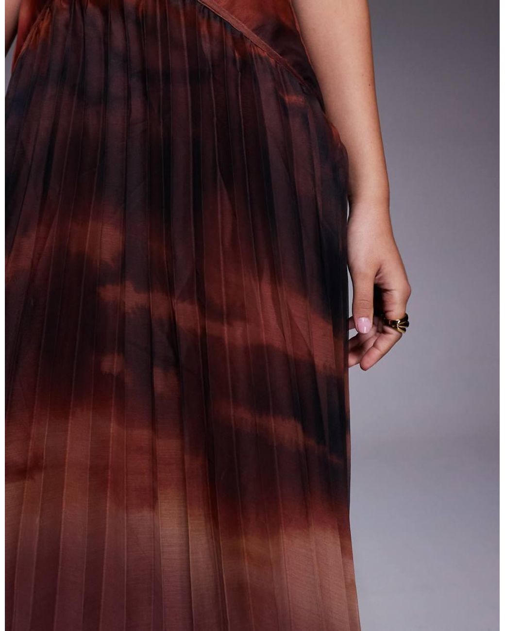 ASOS Purple Square Neck Dropped Waist Maxi Dress With Pleated Skirt