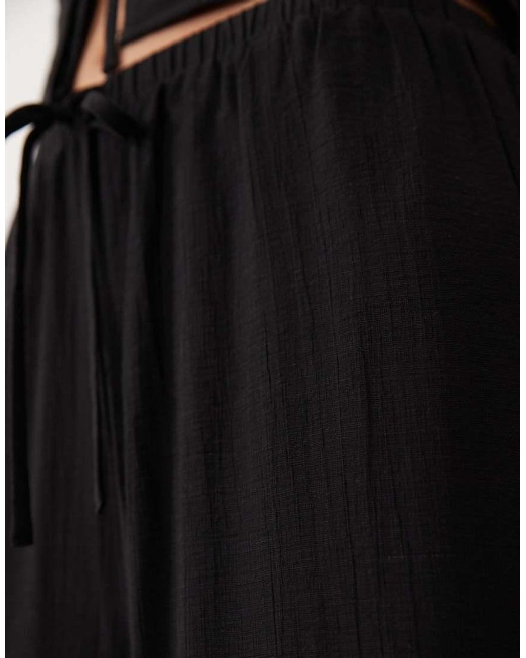 Kaiia Black Exclusive Wide Leg Pants With Linen