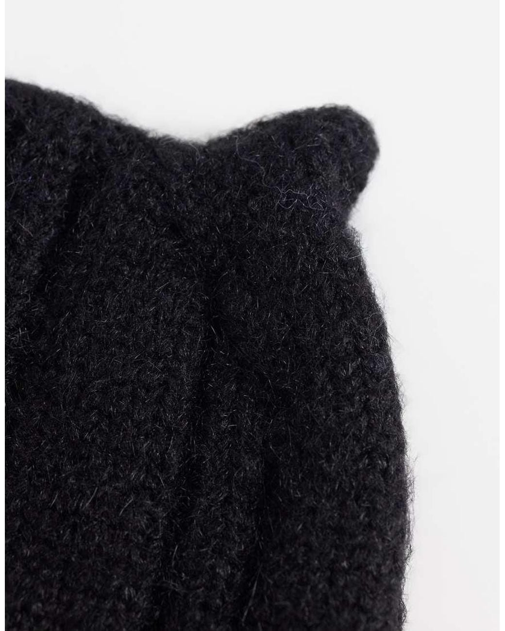 Collusion Black Fluffy Ear Beanie