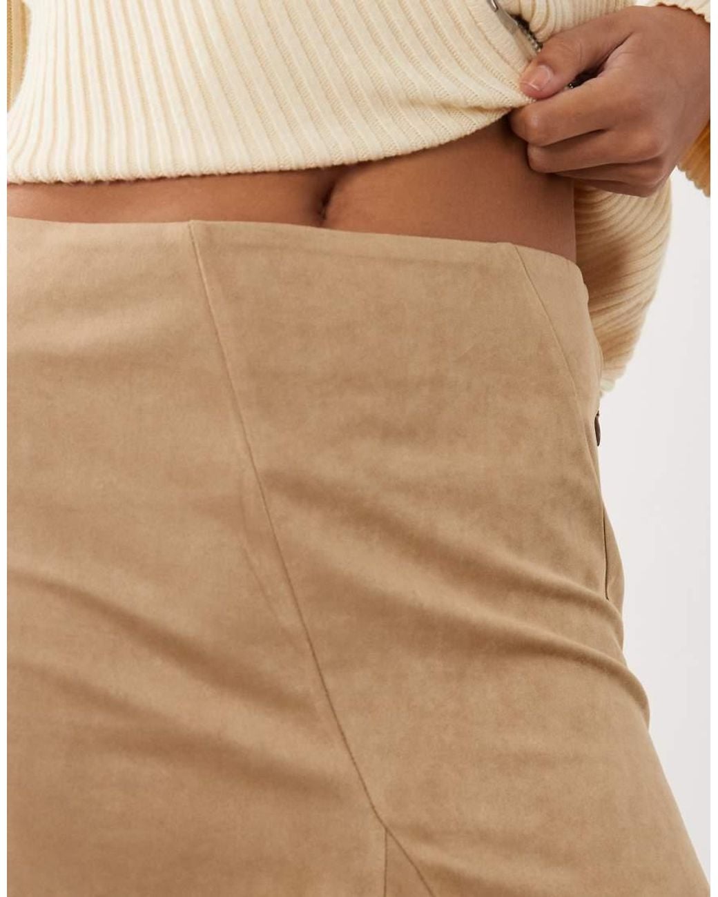 Motel Natural Abila Faux Suede Midi Skirt Co-ord