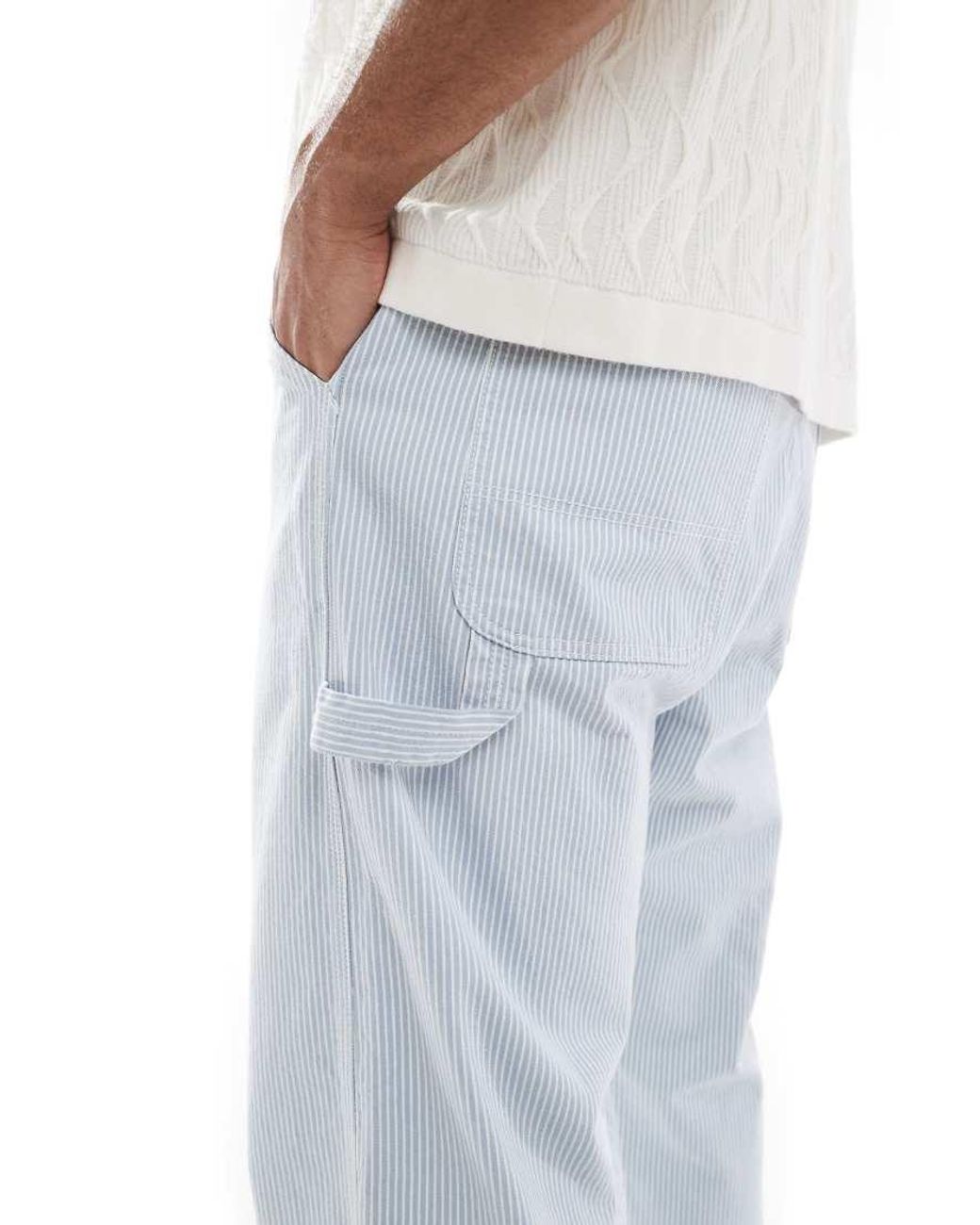 Jack & Jones White Carpenter Trousers With Stripe for men