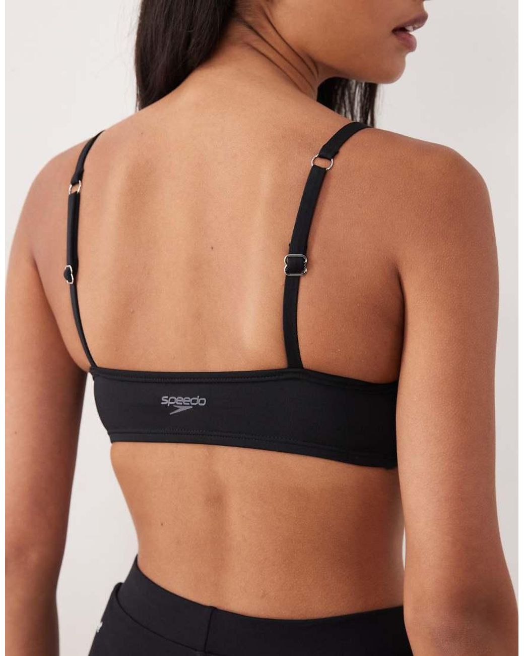 Speedo Black Solid Triangle Bikini Top