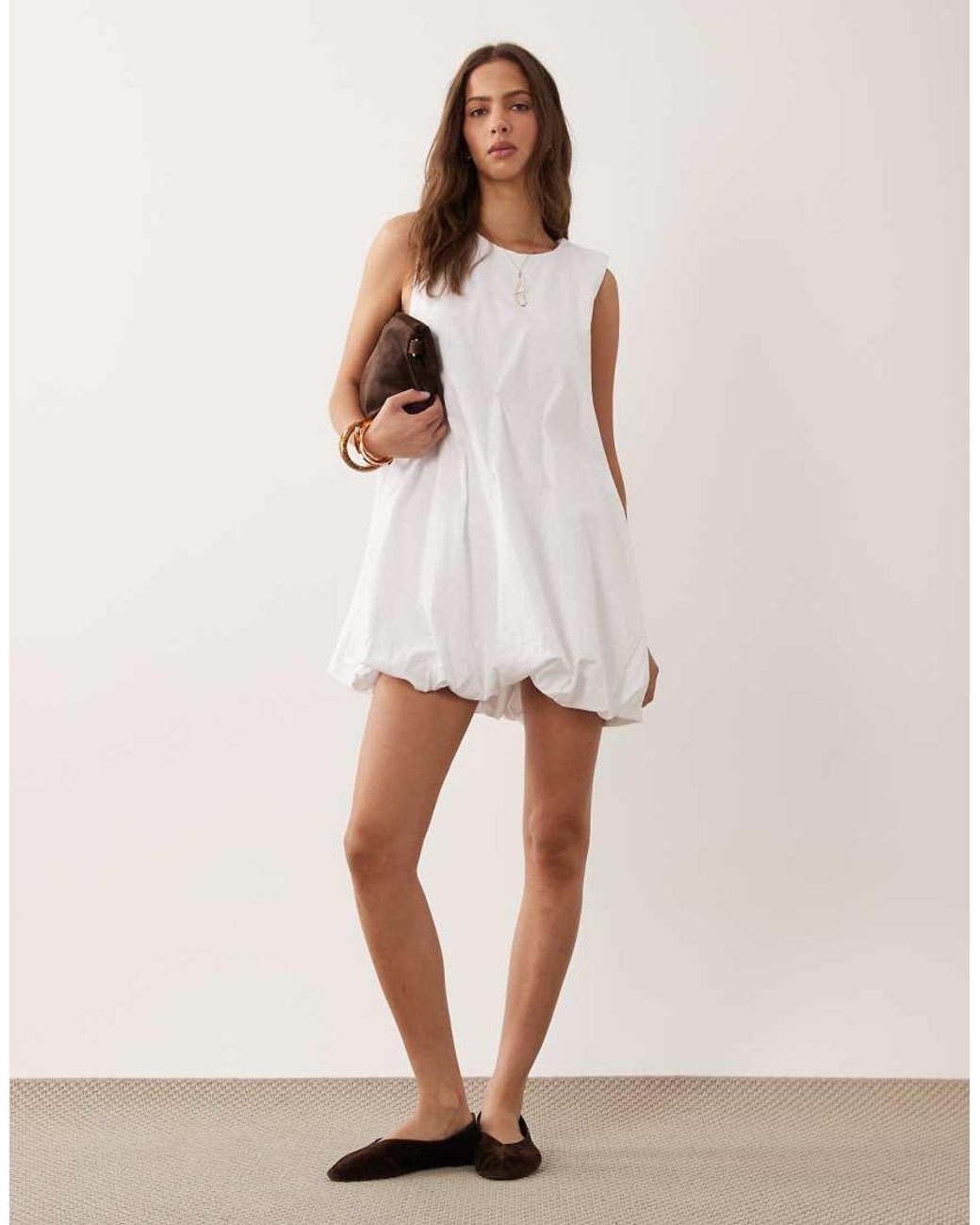 ASOS White Bubble Hem Mini Dress