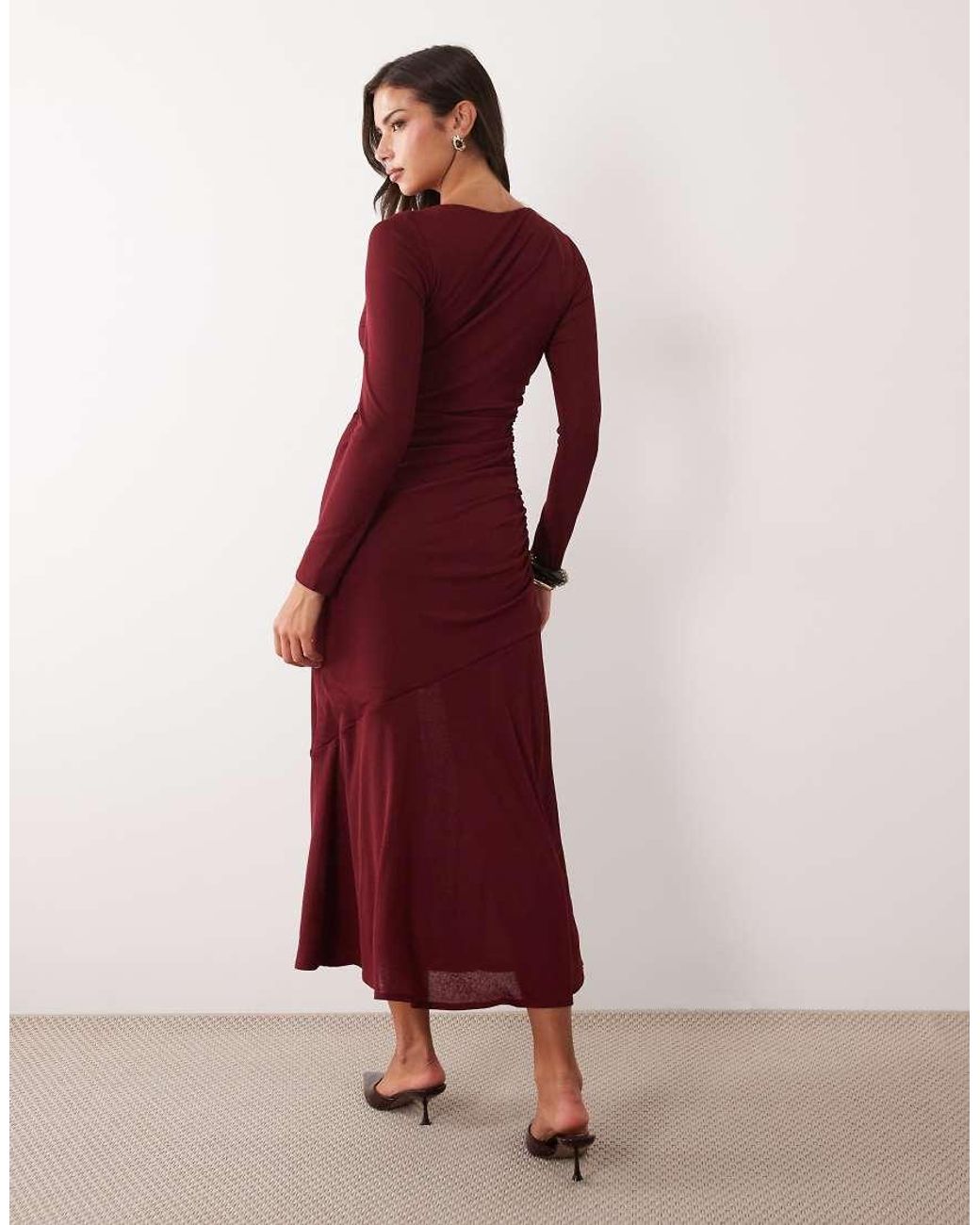 Nobody's Child Red Tallulah Boat Neck Chiffon Hem Midi Dress