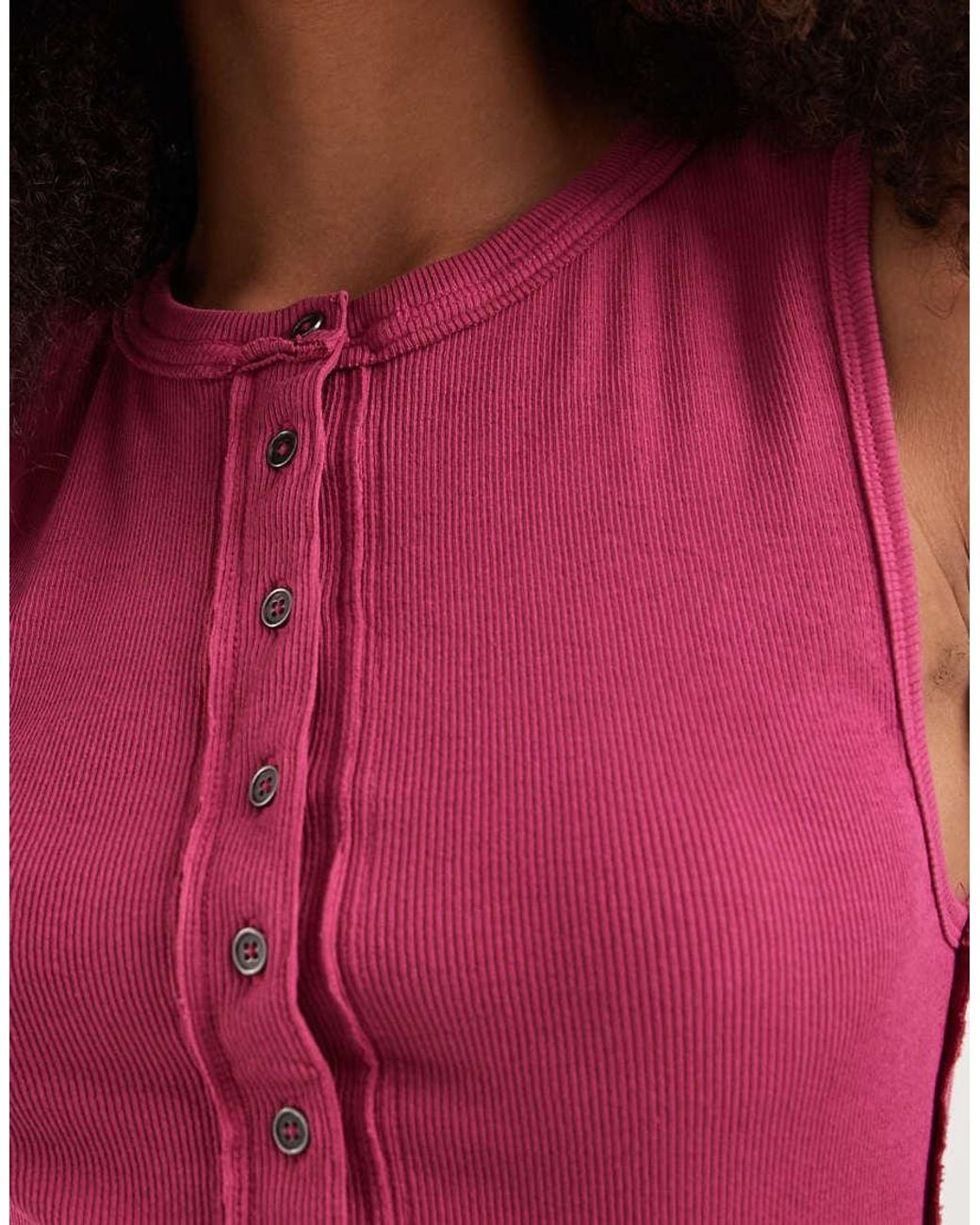 Free People Red Jamie Henley Tank Top