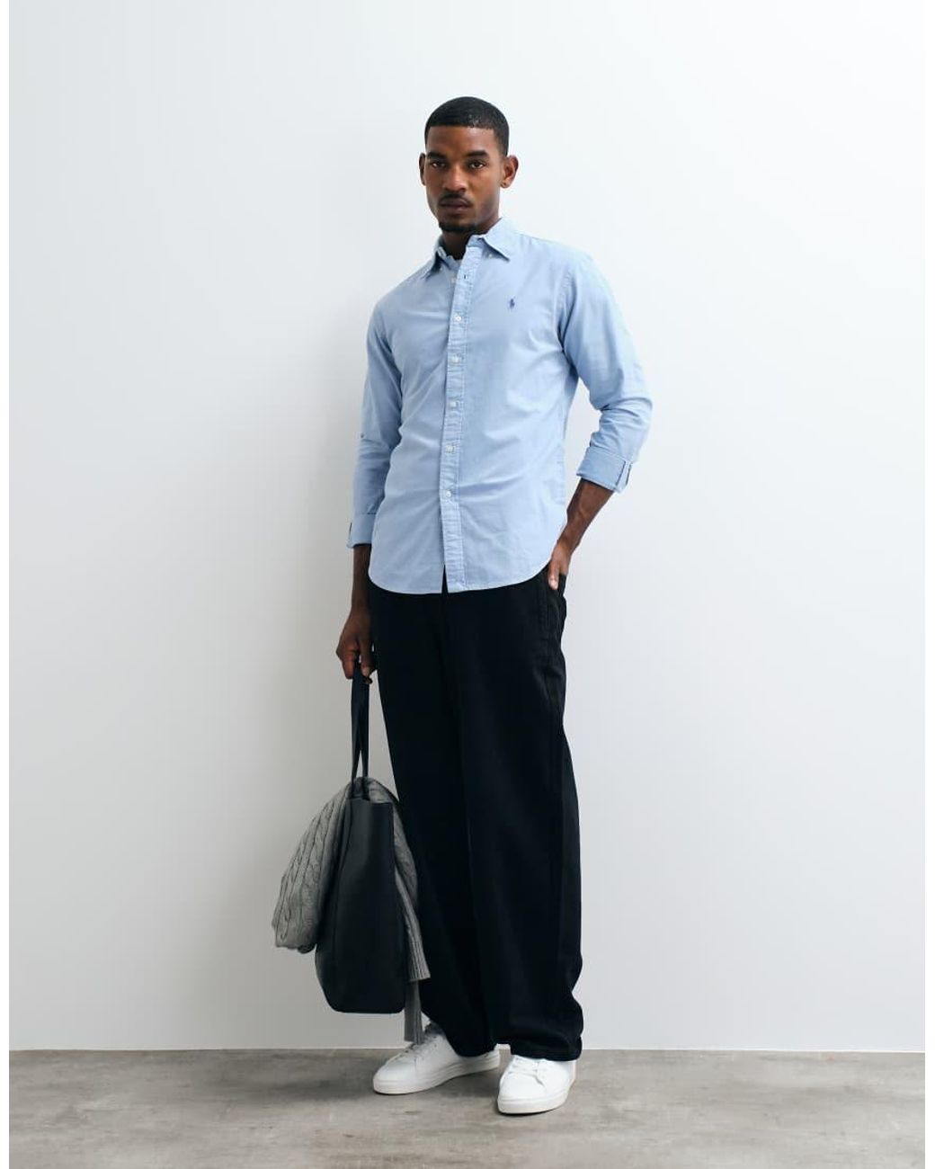 Polo Ralph Lauren Blue Icon Logo Slim Fit Garment Dyed Oxford Shirt for men