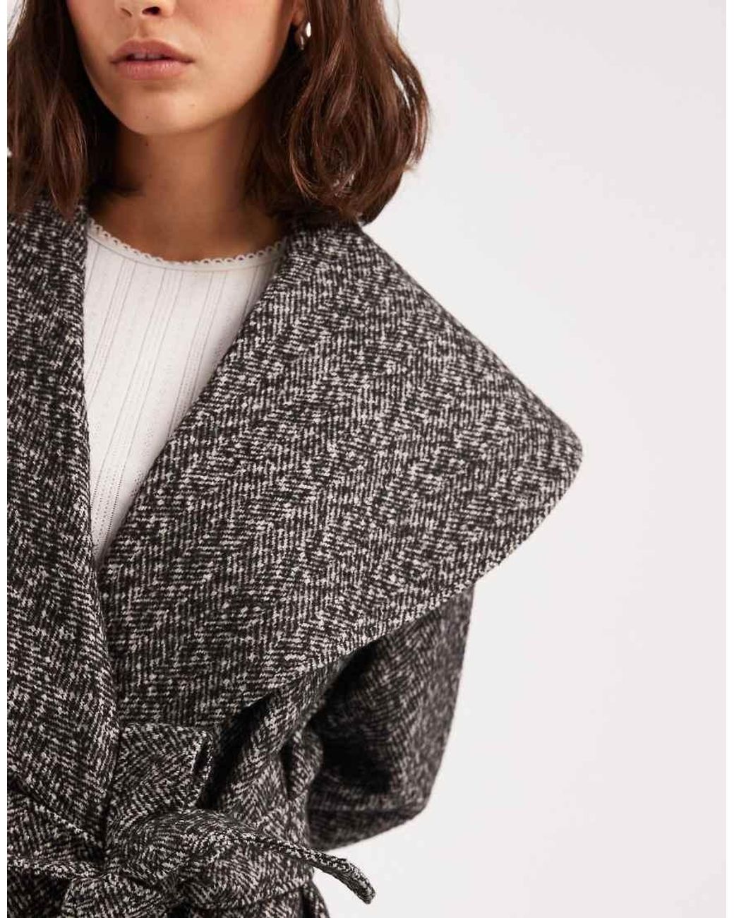 Miss Selfridge Gray Formal Shawl Collar Wrap Coat