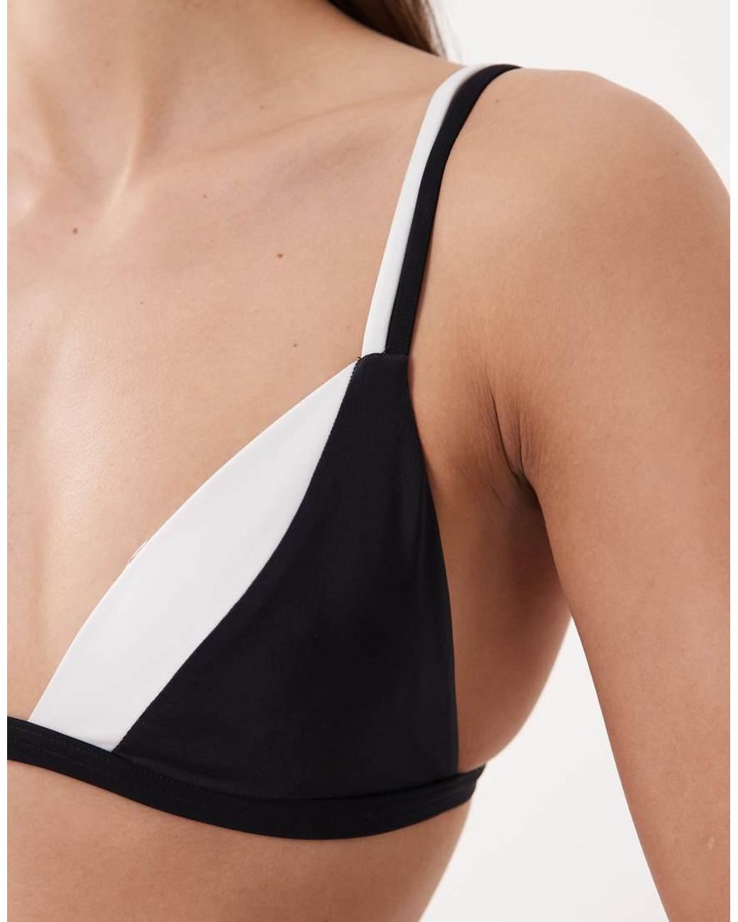 Free Society Natural Monochrome Triangle Bikini Top With Double Strap