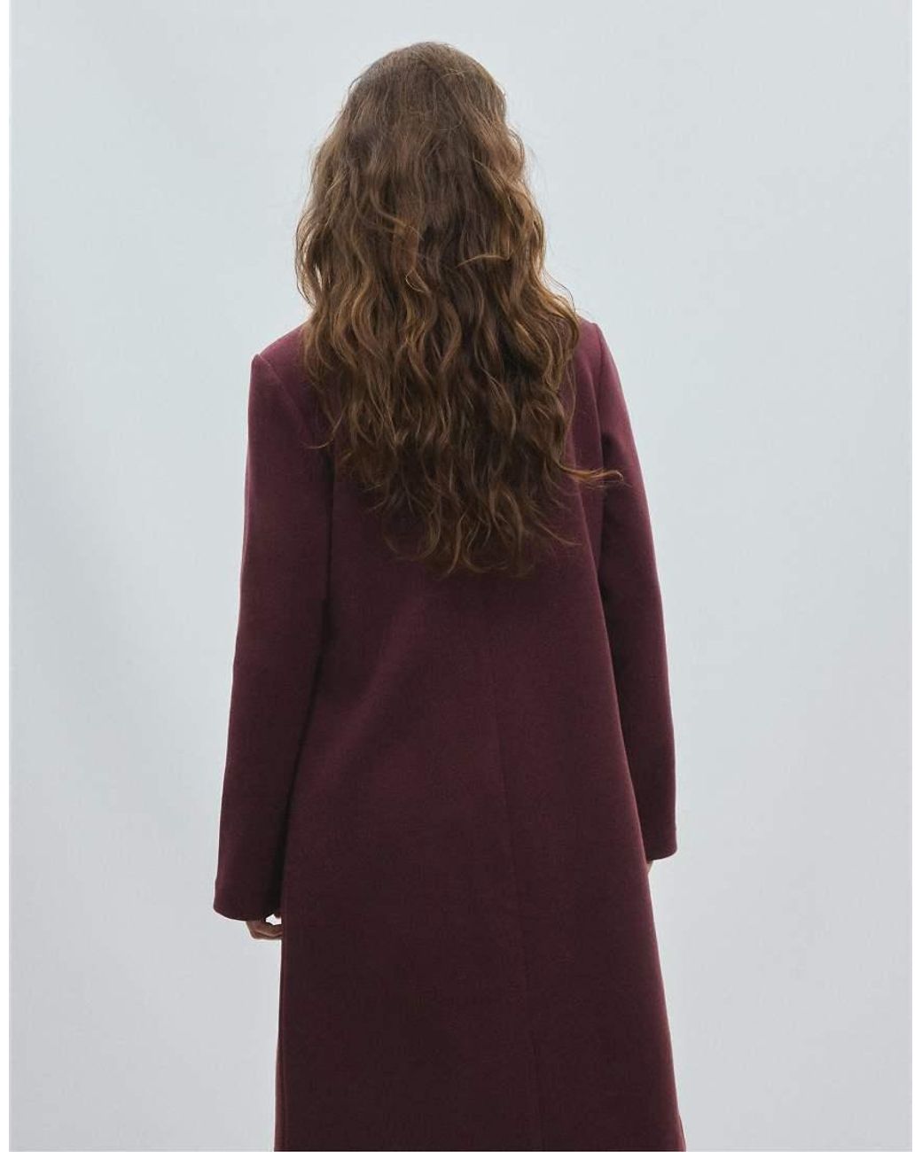 Stradivarius Purple Straight Soft-touch Coat