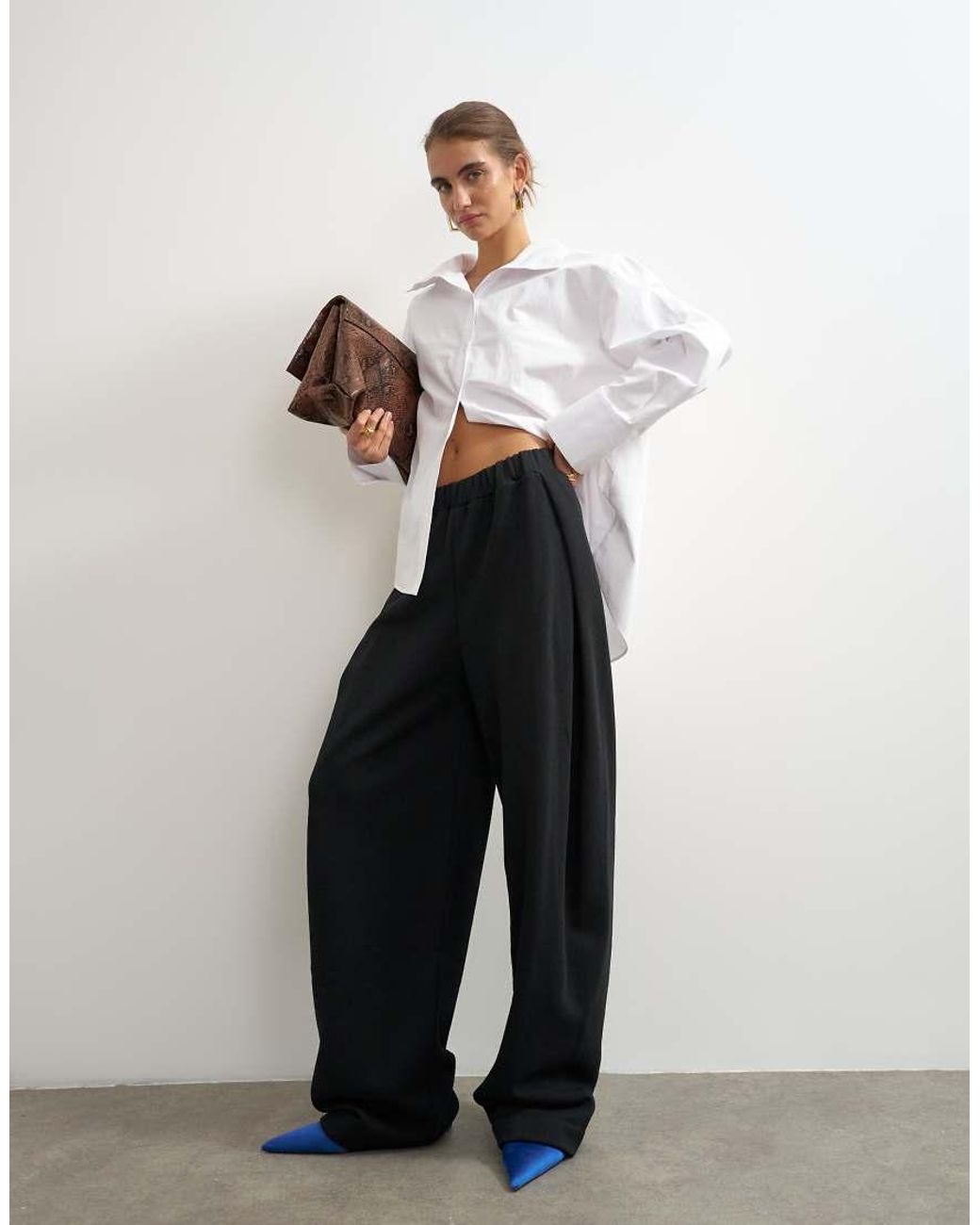 TOPSHOP White High Waisted Pleated joggers