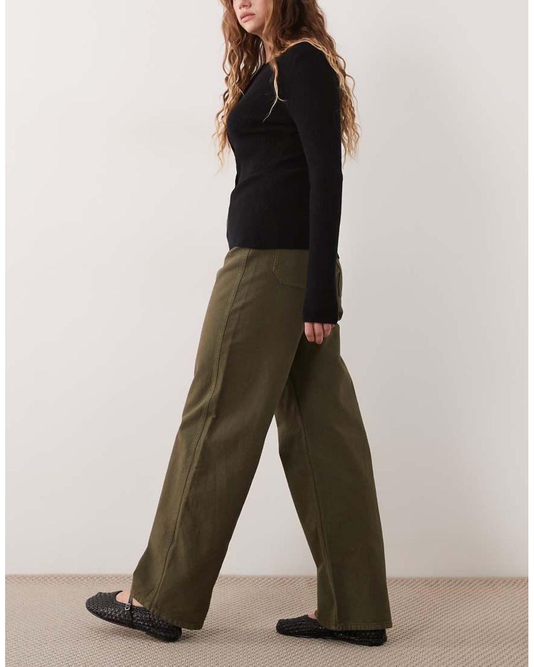 ARKET Green Barrel Fit Canvas Trousers