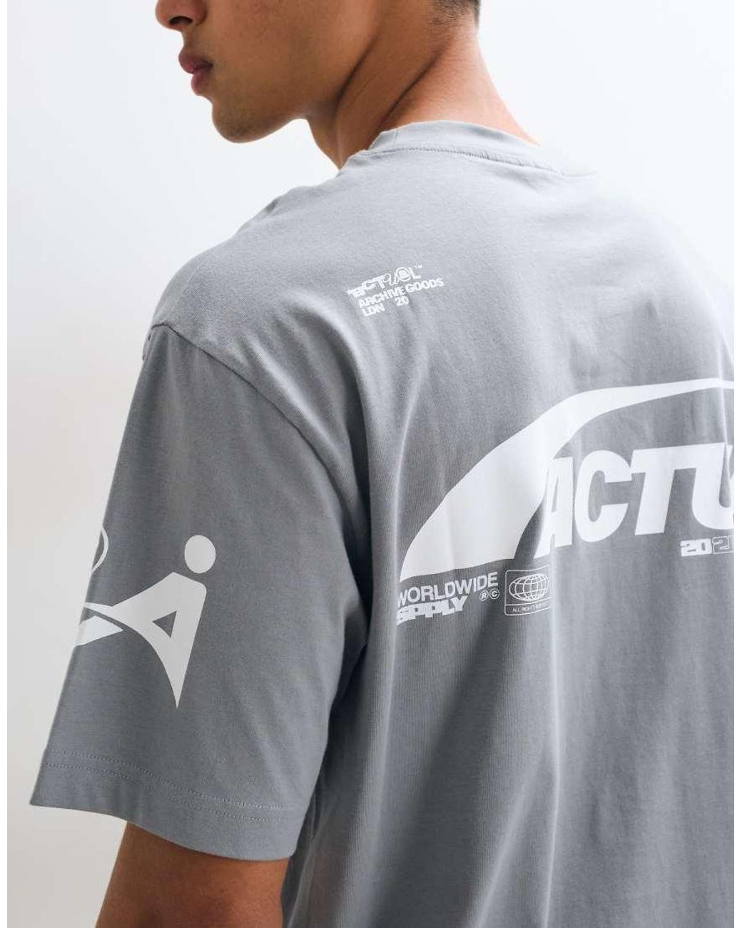 ASOS Blue Relaxed T-Shirt With Text Graphic for men