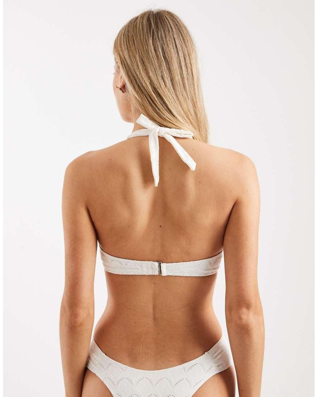Lindex White Eyelet Halterneck Bikini Top