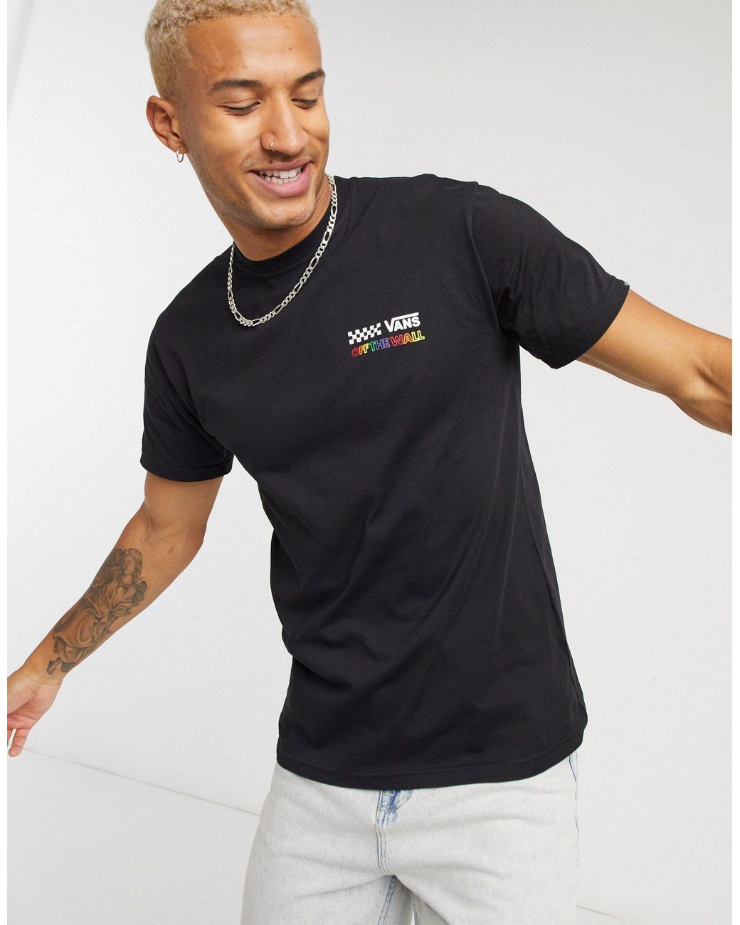 Black rainbow vans shirt Clearance
