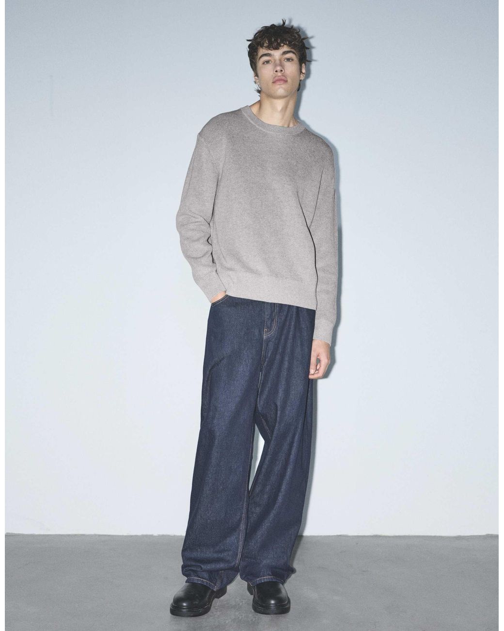Pull basique moyen Pull&Bear pour homme en coloris Gray