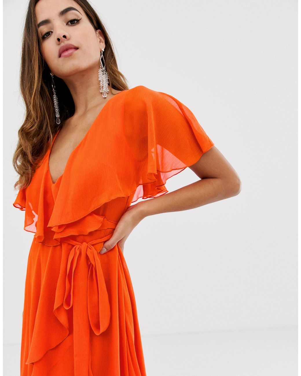 cape back dipped hem mini dress