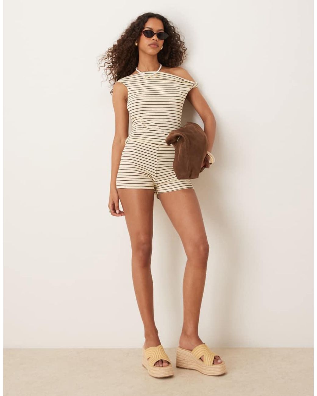 ASOS White Twist Shoulder Bardot Top