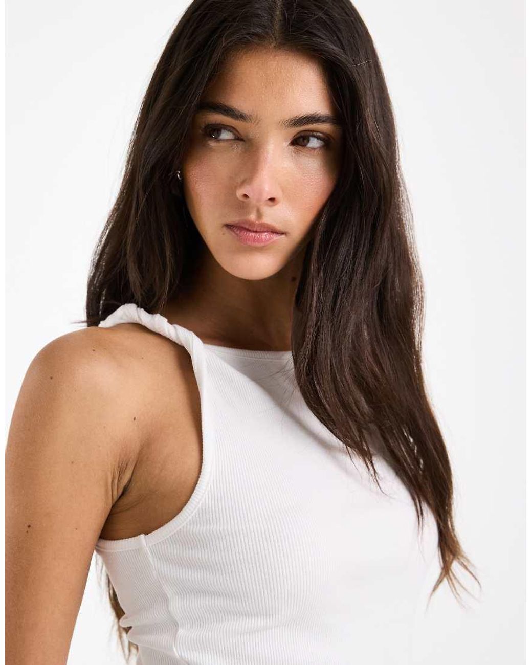 ASOS White Twist Detail Scoop Neck Cami